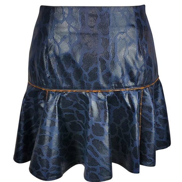 English Rose Blue Snakeskin Print Skirt - Picture 1 of 1